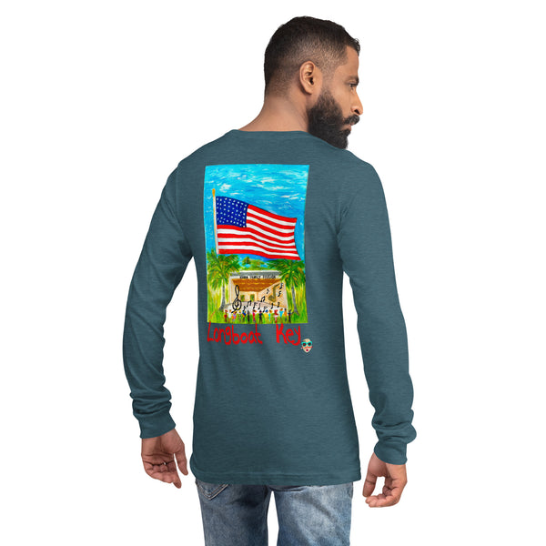 Veterans Day to Longboat Key - Unisex Long Sleeve Tee Red Font