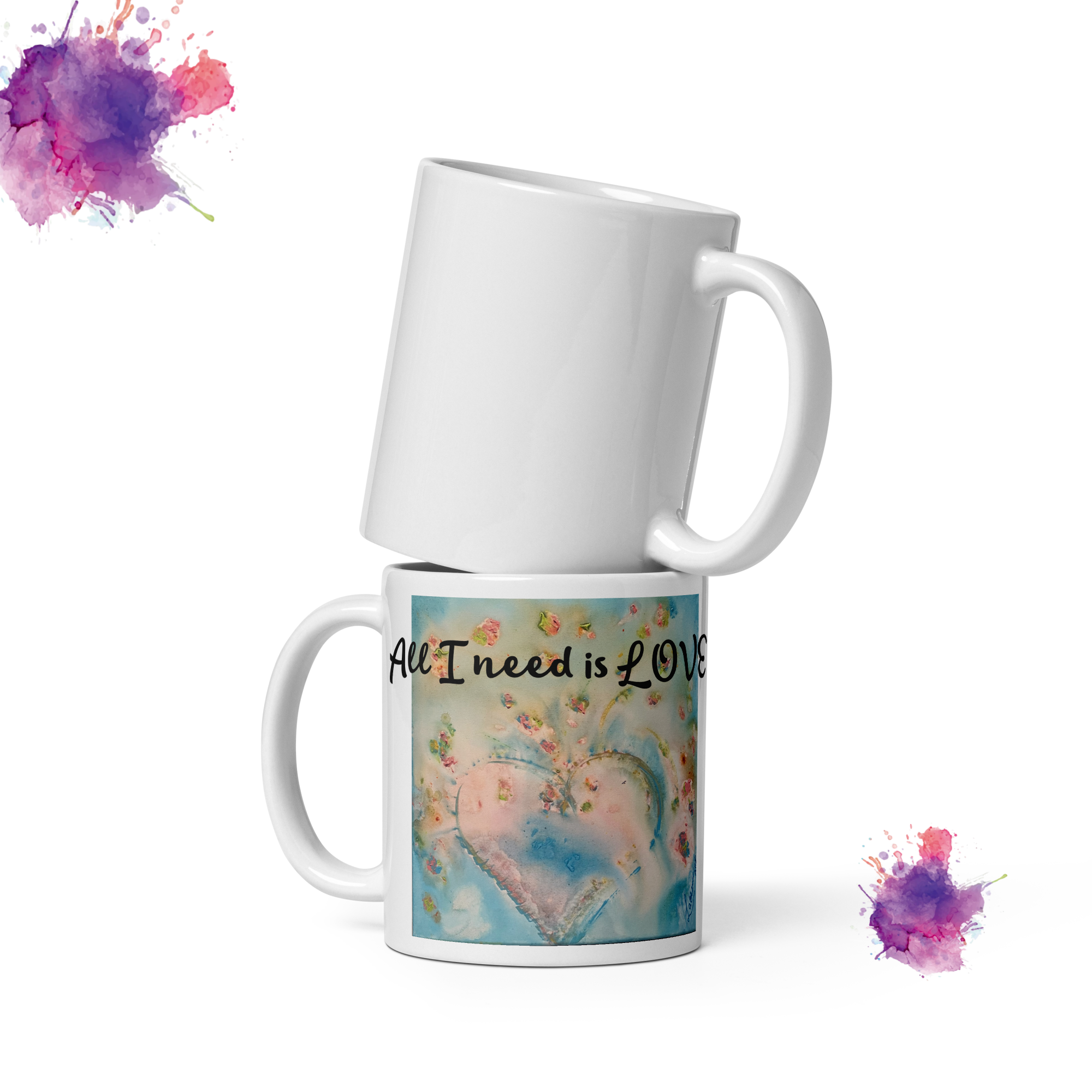 All I need is L♥VE - White glossy mug