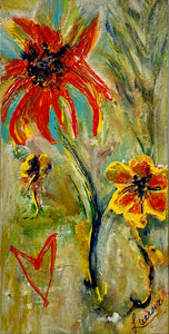 Exotic flowers - Original Art - 12x24 Canvas