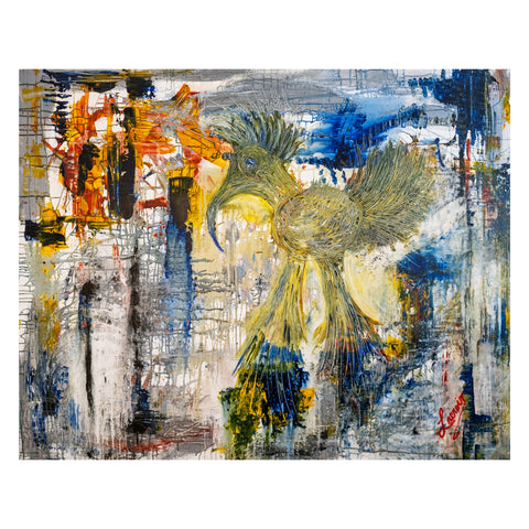 The Rainbow Love Bird - Original Canvas -48x60 Canvas
