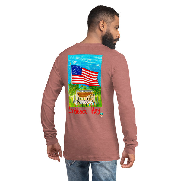 Veterans Day to Longboat Key - Unisex Long Sleeve Tee Red Font